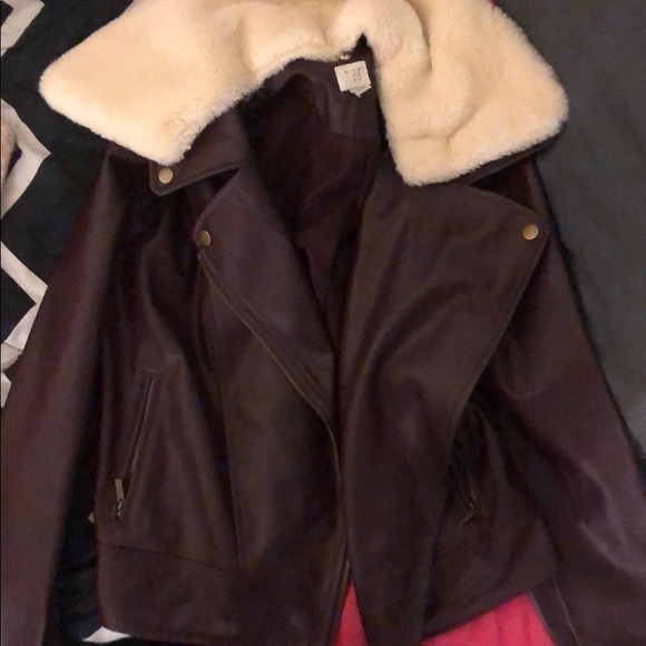 winter faux leather jacket, with button on muff - Picture 1 of 3